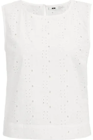 WE Fashion Dames blouse van broderie anglaise - Regular fit - - Katoen
