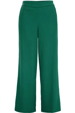 WE Fashion Dames wide leg broek met structuur - Curve - Regular fit - - Plus Size