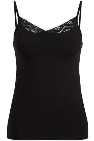 WE Fashion Dames singlet met kant - - Katoen