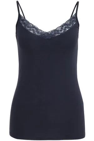 WE Fashion Dames singlet met kant - - Katoen