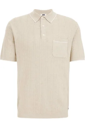 WE Fashion Heren polo met structuur - Regular fit - - Katoen