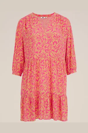WE Fashion Dames jurk met dessin - Curve - Regular fit - - Viscose - Plus Size