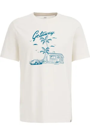 WE Fashion Heren T-shirt met opdruk - Slim Fit - - Katoen