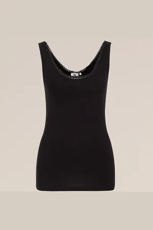 WE Fashion Dames singlet met kant - - Katoen