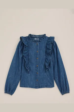 WE Fashion Blue Ridge - Meisjes denim blouse - Regular fit - - Katoen