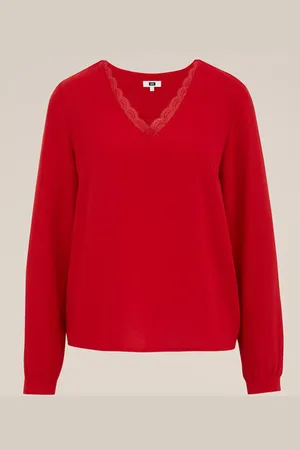 WE Fashion Dames blouse met kant - Regular fit -