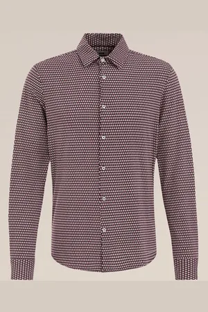 WE Fashion Heren jersey overhemd met dessin - Slim Fit - - Katoen