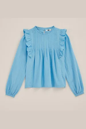 WE Fashion Meisjes blouse met ruches - Regular fit - - Katoen