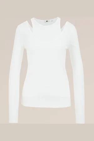 WE Fashion WE Studio - Dames geribd T-shirt - - Ecovero viscose