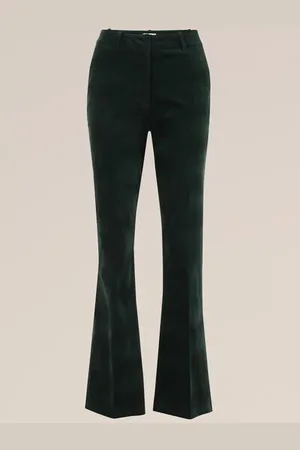 WE Fashion Dames velvet flared pantalon - Regular fit - - Katoen