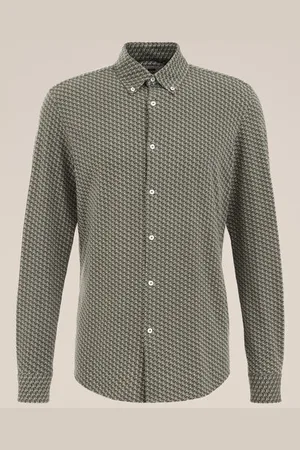 WE Fashion Heren jersey overhemd met dessin - Slim Fit - - Katoen