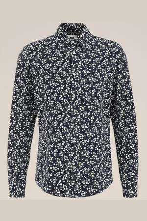 WE Fashion Heren jersey overhemd met dessin - Slim Fit - - Katoen