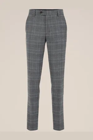 WE Fashion Heren slim fit geruite flanel pantalon - Slim Fit -