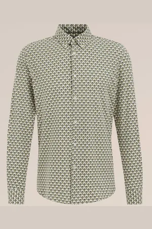 WE Fashion Heren Tall fit jersey overhemd met dessin - Slim/Tall fit - - Katoen