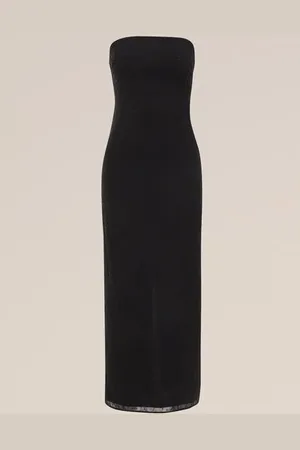 WE Fashion Dames strapless jurk met kralen - Regular fit -