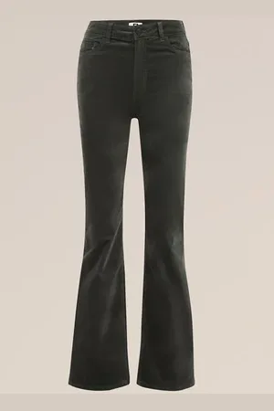 WE Fashion Dames velvet flared broek - Regular fit - - Katoen