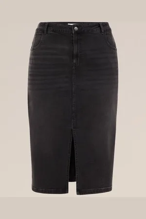WE Fashion Blue Ridge - Dames high rise denim rok - Curve - High waist - - Katoen - Plus Size