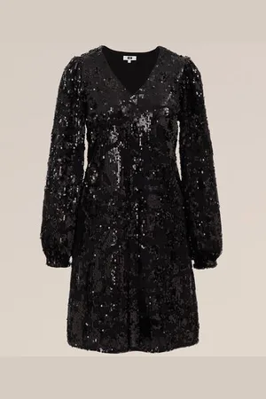 WE Fashion Dames velvet jurk met pailletten - Regular fit -