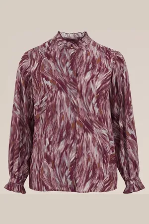 WE Fashion Dames blouse met dessin - Curve - Regular fit - - Viscose - Plus Size