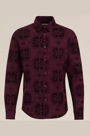 WE Fashion Heren overhemd met velvet dessin - Slim Fit - - Katoen