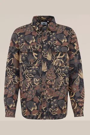 WE Fashion Heren jacquard overshirt met dessin - Regular fit -