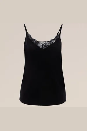 WE Fashion Dames velvet singlet met kant -