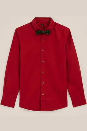 WE Fashion Jongens overhemd met afneembare vlinderdas - Regular fit - - Katoen