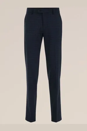 WE Fashion Heren premium slim fit pantalon met ruitdessin - Slim Fit -