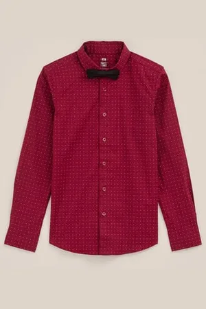 WE Fashion Jongens overhemd met afneembare vlinderdas - Regular fit - - Katoen