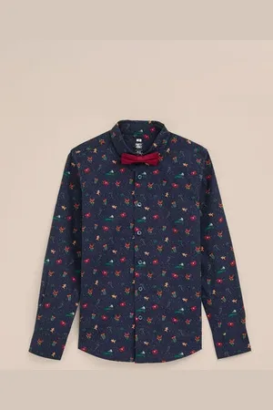 WE Fashion Jongens overhemd met afneembare vlinderdas - Regular fit - - Katoen