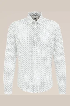 WE Fashion Heren jersey overhemd met feestlijke print - Slim Fit - - Katoen