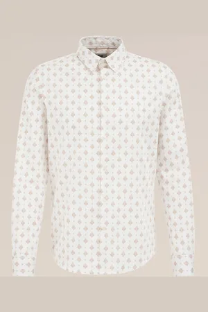 WE Fashion Heren satijn look overhemd met dessin - Slim Fit - - Katoen