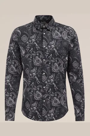 WE Fashion Heren satijn look overhemd met dessin - Slim Fit - - Katoen