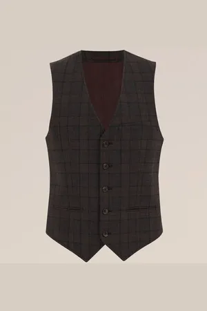 WE Fashion Van Gils - Heren slim fit gilet met ruit - Slim Fit -
