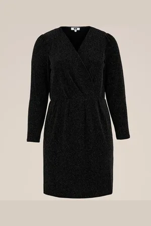 WE Fashion Dames jurk met glittergaren - Curve - Regular fit - - Plus Size
