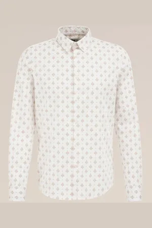 WE Fashion Heren satijn look overhemd met print - Slim/Tall fit - - Katoen