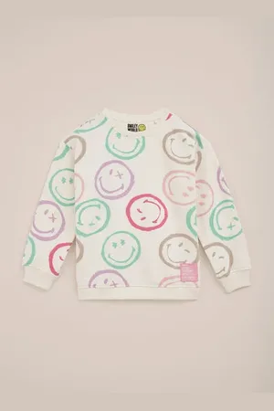 WE Fashion Meisjes SmileyWorld® trui met dessin - Relaxed Fit - - Katoen