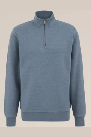 WE Fashion Heren half zip sweater - Regular fit - - Katoen