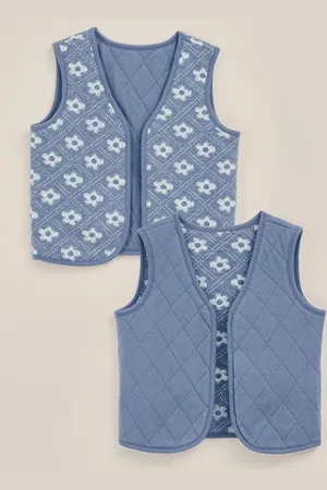 WE Fashion Meisjes reversible gilet met jacquard-dessin - Regular fit -