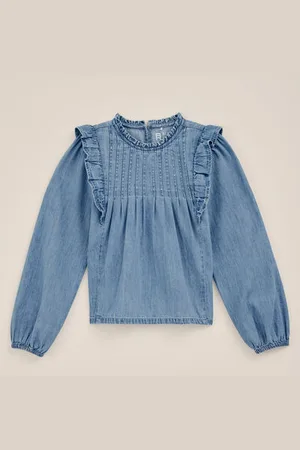 WE Fashion Blue Ridge - Meisjes denim blouse - Regular fit - - Katoen