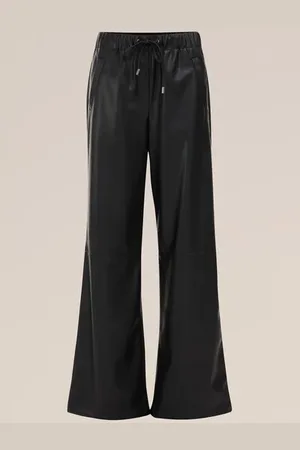 WE Fashion Dames wide leg broek van imitatieleer - Regular fit - - Polyurethaan