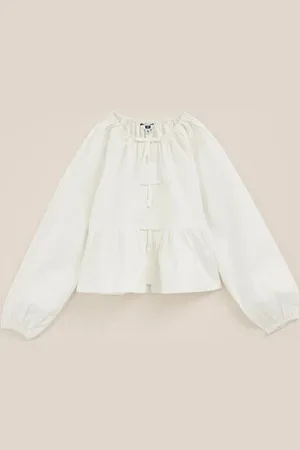 WE Fashion Meisjes blouse met strik - Regular fit - - Katoen