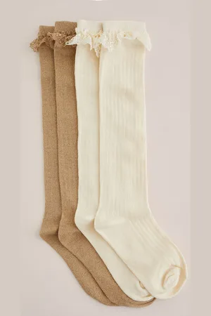 WE Fashion Meisjes knie sokken met ruches - Regular fit - - Katoen
