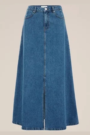 WE Fashion Dames denim maxi rok - Relaxed Fit - - Katoen