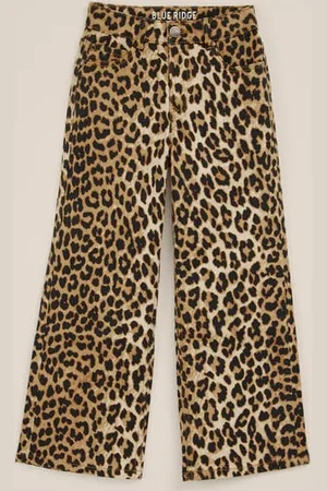 WE Fashion Blue Ridge - Meisjes wide leg jeans met luipaard print - Regular fit - - Katoen