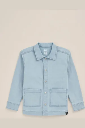WE Fashion Salty Dog - Jongens denim overshirt met stretch - Regular fit - - Katoen