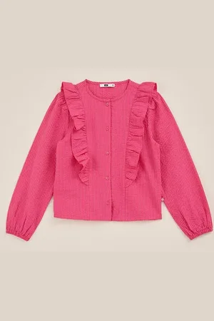 WE Fashion Meisjes seersucker blouse met dessin - Regular fit - - Katoen