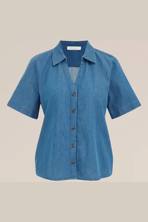 WE Fashion Blue Ridge - Dames denim blouse - Regular fit - - Katoen