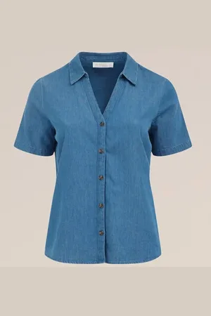WE Fashion Blue Ridge - Dames denim blouse - Regular fit - - Katoen