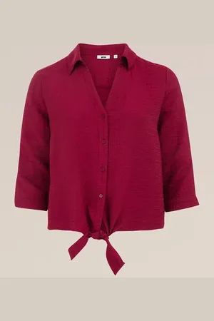 WE Fashion Dames blouse met knoopdetail - Curve - Regular fit - - Viscose - Plus Size